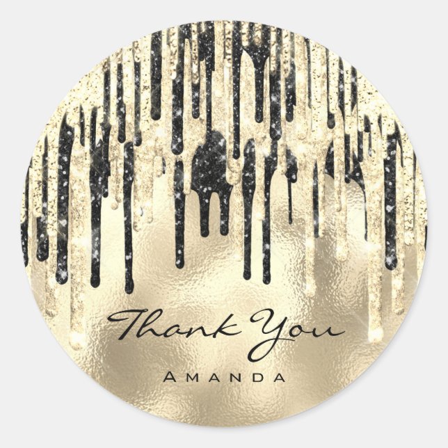 Sticker Rond Merci Shopping Bridal Black Gold Drives (Devant)
