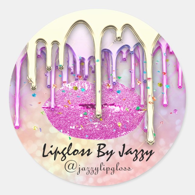 Sticker Rond Merci Shopping Lipgloss Par Kiss Drivers Rose (Devant)