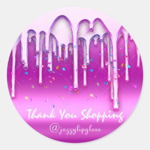 Sticker Rond Merci Shopping produit maquillage rose Confetti