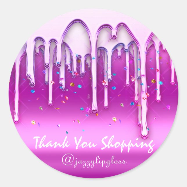 Sticker Rond Merci Shopping produit maquillage rose Confetti (Devant)