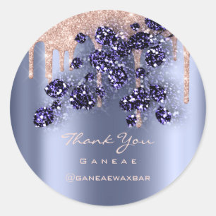 Sticker Rond Merci Shopping Rose Parties scintillant Blue Flora