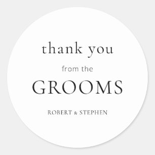 Sticker Rond Merci simple de Grooms Gay Mariage Merci