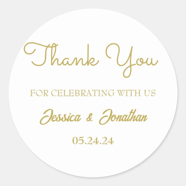 Sticker Rond Merci simple et élégant mariage préféré (Devant)
