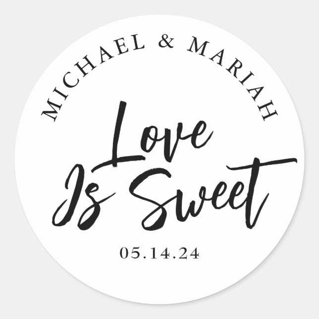 Sticker Rond Merci simple et élégant mariage préféré (Devant)