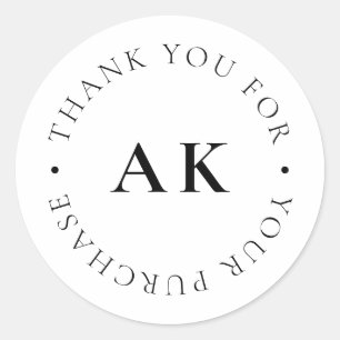 Sticker Rond Merci simple Monogram Business Packaging