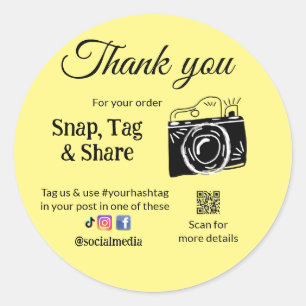 Sticker Rond Merci snap tag partager caméra multimédia ajouter 