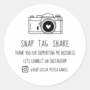 Sticker Rond Merci Snap Tag Share Social Media
