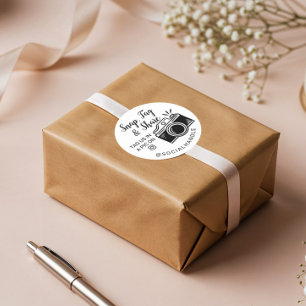 Sticker Rond Merci Snap, Tag & Share Social Media Caméra