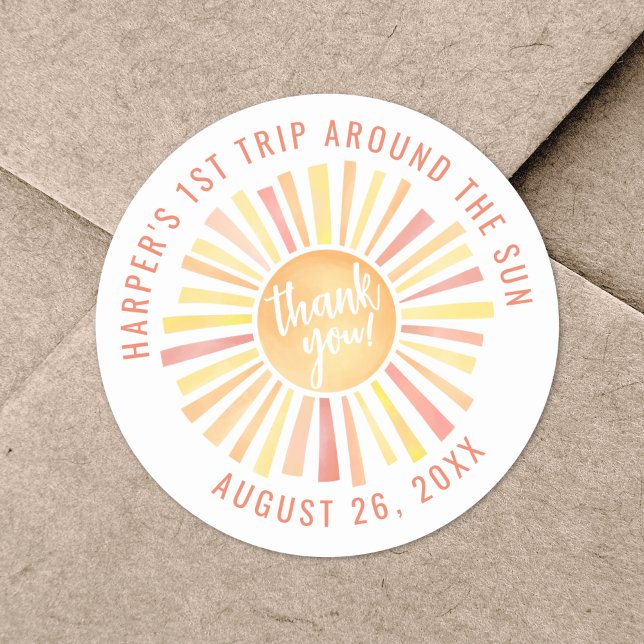 Sticker Rond Merci Soleil (Thank You Sun Classic Round Sticker)