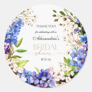 Sticker Rond Merci Something Blue: Fleur d'enfant et lin
