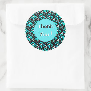 Sticker Rond Merci Super Batik Turquoise Flower Motif