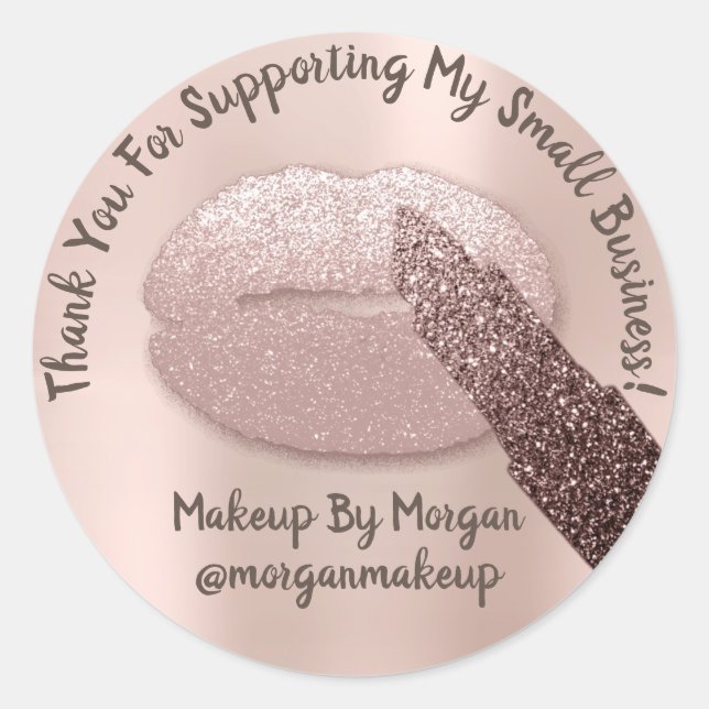 Sticker Rond Merci Support maquillage pour petites entreprises  (Devant)