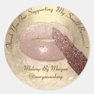 Sticker Rond Merci Support Petites entreprises maquillage Lips