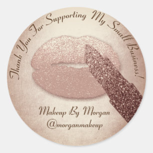 Sticker Rond Merci Support Rose de maquillage pour petites entr