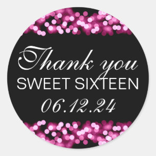 Sticker Rond Merci Sweet 16 Hollywood Glam rose