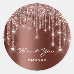 Sticker Rond Merci Sweet 16e Rose nuptiale Brown