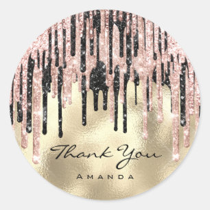 Sticker Rond Merci Sweet 16th Fête des mariées Rose Gold Drips