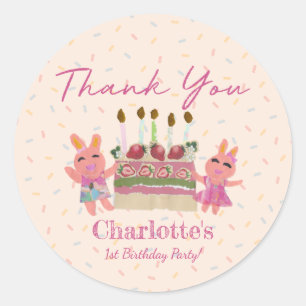 Sticker Rond Merci Sweet Bunnies Anniversaire de enfant Party r