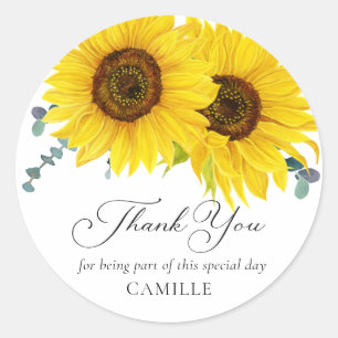Sticker Rond Merci tournesol