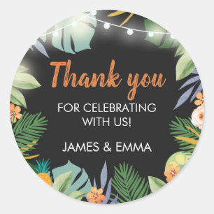Sticker Rond Merci Tropical Havana Night Lights Luau Party