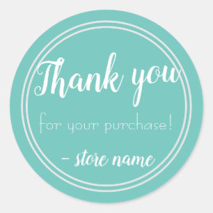 Sticker Rond Merci Turquoise Simple Et Moderne Pour Votre Achat