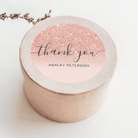 Merci typographie blush rose or parties scintillan