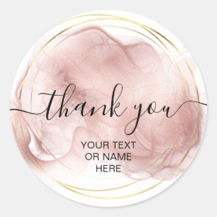 Sticker Rond Merci typographie minimaliste blush rose logo cl