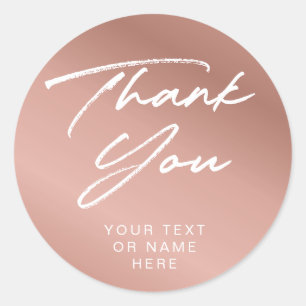 Sticker Rond Merci typographie minimaliste rousse rose classiqu