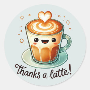 Sticker Rond Merci un jeu de mot Latte