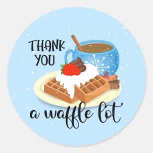 Sticker Rond merci un lot de gaufres enseignant cadeau volontai