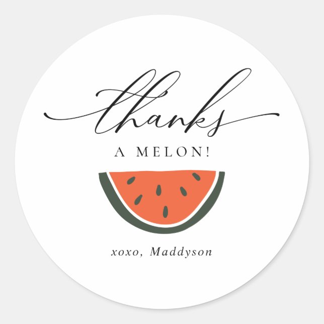 Sticker Rond Merci un Melon Birthday Favor (Devant)