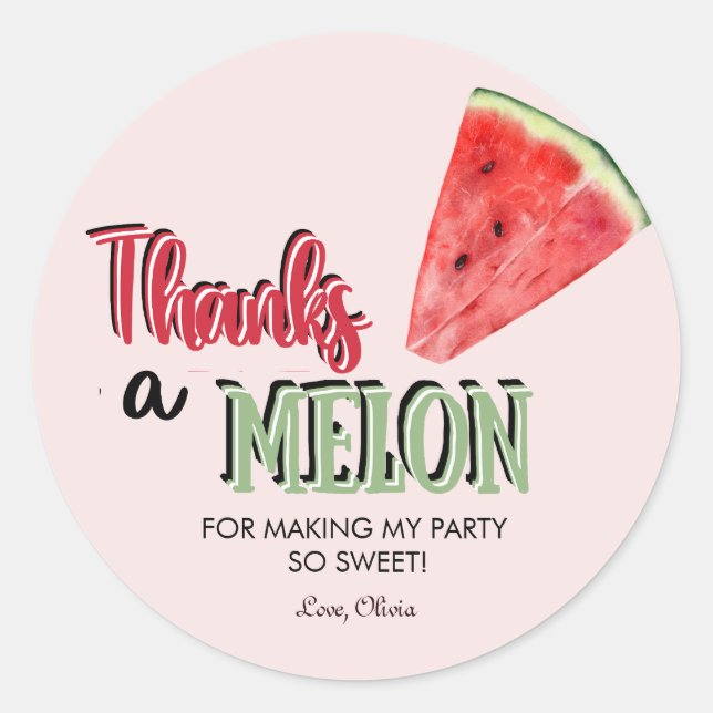 Sticker Rond Merci un Melon | Pastèque | Merci d'anniversaire (Devant)