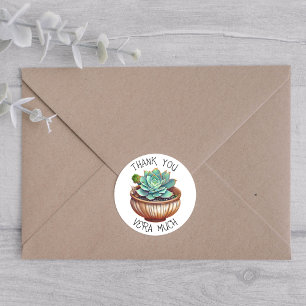 Sticker Rond Merci Vera beaucoup Cute Aloe Vera Pun