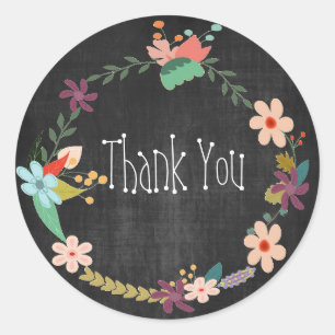 Sticker Rond Merci vintage de  de germes floraux
