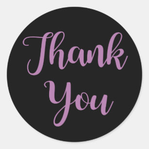 Sticker Rond Merci violet et noir - Mariage, affaires