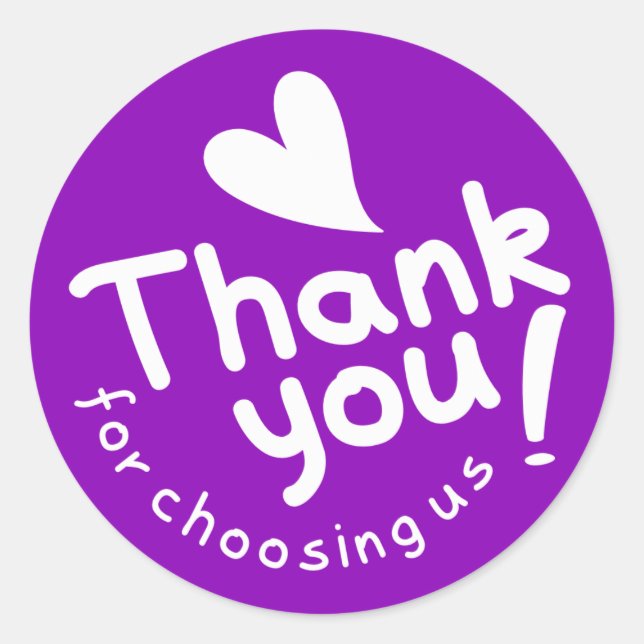 Sticker Rond Merci Violet Pour Nous Choisir (Devant)
