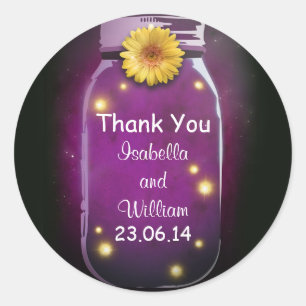 Sticker Rond merci violet rustique whimsical mason jar