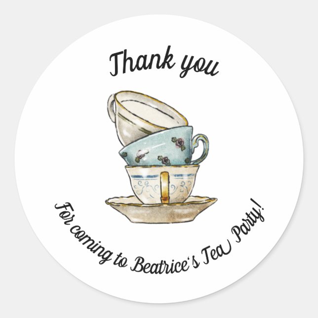 Sticker Rond Merci watercolor tea (Devant)
