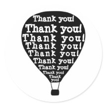 Merci Word Art Hot Air Balloon noir et blanc