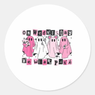 Sticker Rond Mercredi, Nous Portons Un Joli Fantôme Rose Hallow