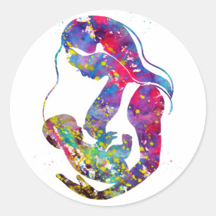 Sticker Rond Mère allaitante