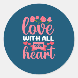 Sticker Rond Mère Art Amour Avec Tout Tour Coeur