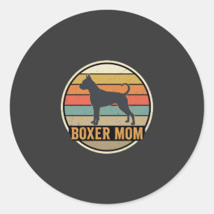 Sticker Rond Mère Boxer Rétro Coucher de Soleil Chien