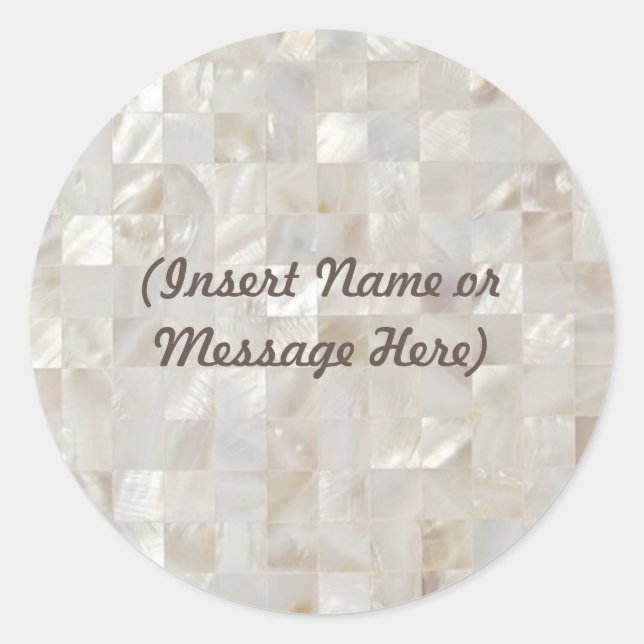 Sticker Rond Mère de Pearl, Beige Personnalisé (Devant)