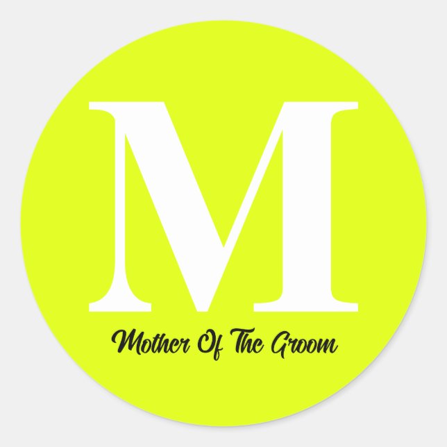 Sticker Rond Mère Du Mariage Groom Fluorescent Jaune (Devant)