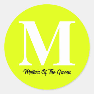 Sticker Rond Mère Du Mariage Groom Fluorescent Jaune
