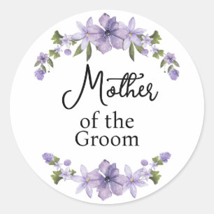 Sticker Rond Mère du Marié Fleurs Violettes Mariage