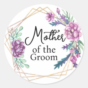 Sticker Rond Mère du Marié Fleurs Violettes Mariage