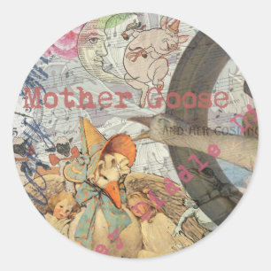 Sticker Rond Mère Goose Nursery Rhyme Fairy Tale