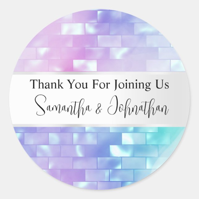 Sticker Rond Mère Iridescente perle disco balle merci (Devant)